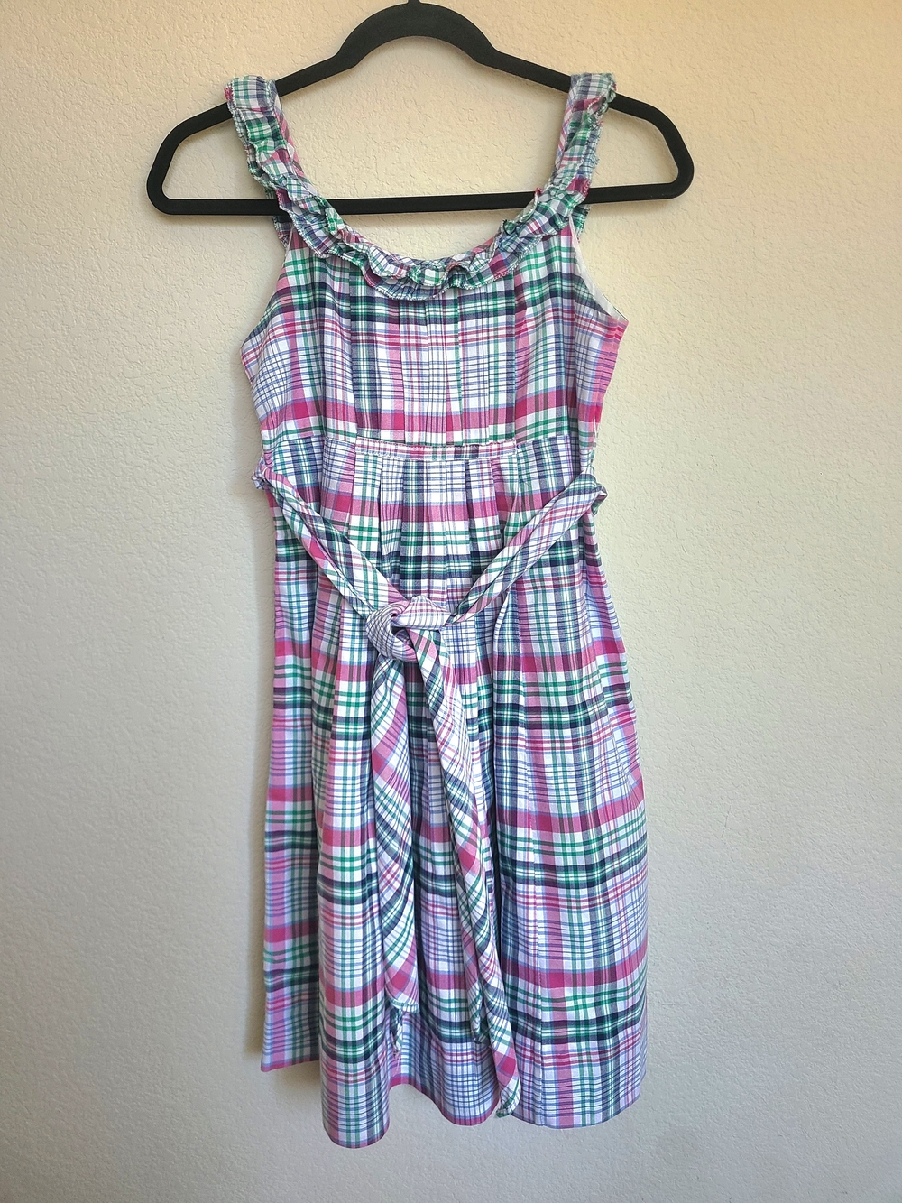 Ralph Lauren Pink & Green Plaid Ruffle Strap Dress